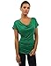 PattyBoutik Women Cowl Neck Short Sleeve Top (Green Medium)