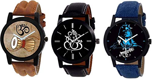 Multi Color Dial Party Wear Watches for Men & Boys (Pack of 3 God-BR-9)