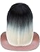 Kalyss Bob Short Hair Wig for Women Heat Resistant Yaki Synthetic Hair Brown Women's Wig With Hair Bangs (ombre mix blonde)