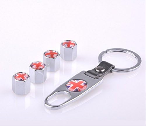Katheriney 4X Silver Wheel Tyre Tire Valves Dust Stems Air Caps + Key German flag