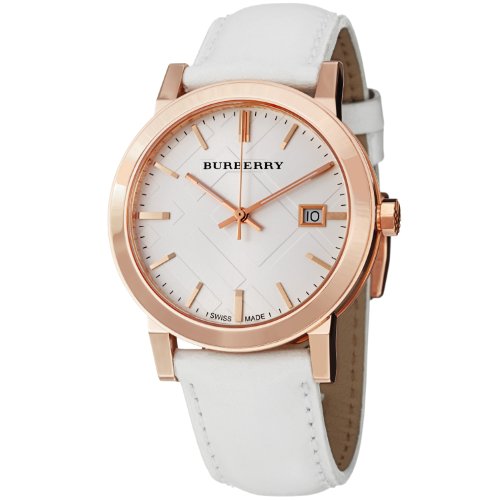 Burberry Men's BU9012 Large Check White Leather Strap Watch