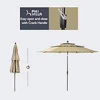Amazon Com Phi Villa 10ft Patio Umbrella Outdoor 3 Tier Vented Table Umbrella With 8 Sturdy Ribs Beige Garden Outdoor