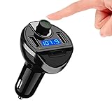 Bluetooth FM Transmitter, Jelly Comb Wireless In-Car FM Transmitter Radio Adapter Car Kit, Universal Car Charger with Dual USB Charging Ports, Hands Free Calling for iPhone, Samsung, etc (Black)