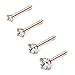 Ruifan 4PCS 18G 316L Surgical Steel 1.5mm 2mm 2.5mm 3mm Clear Round Diamond Cubic Zirconia Crystal Nose Bone Studs Rings Pin Piercing Jewelry - Rose Gold