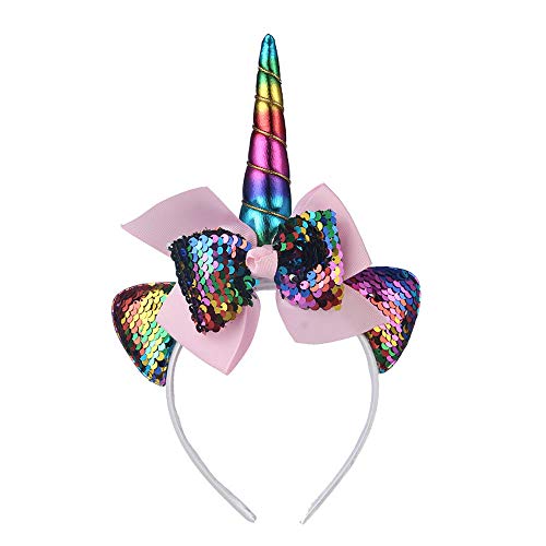 Sequin Unicorn Headband for Birthday Party Decoration Halloween Cosplay Costume Rainbow