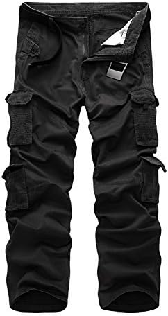 NiuZi Mens Loose Fit Cotton Casual Military Army Cargo Camo Combat Work Pants (32, Black)