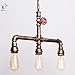 UNITARY Brand Rustic Copper Metal Water Pipe Pendant Light Max 120W with 3 Lights Painted Finish