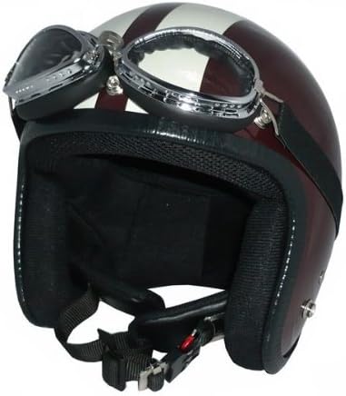 Amazon Zk 300 ヘルメット 装飾ビンテージゴーグル付き スモールジェット ブラウン アイボリー サイズ 57 60cm未満 全排気量対応 社外シールド装着可能 ジェット 車 バイク