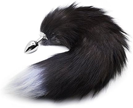 Ingdy(TM) Black Fox Tail Soft Artificial Wool Metal An al To ys for Couple Cosplay, Adult Butt Pl ug Ero tic To ys Products