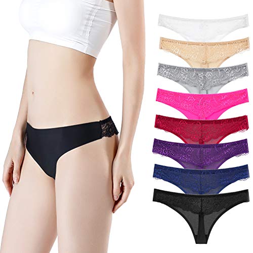 Seasment Panties for Women String Bikini Underwear Briefs Lace Panties