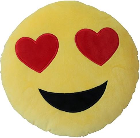 Yimengsi Decorate 12.6" Round Plush Emoji Soft Toys Throw Pillows (Big Amorous)