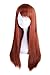 HH Building Women Side Swept Bangs Long Straight Synthetic Hair Anime Cosplay Wig (Orange)