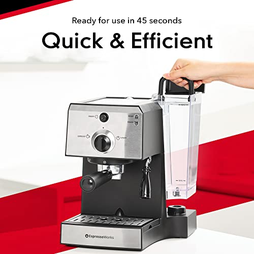 Espresso Machine & Cappuccino Maker with Milk Steamer 7 pc AllInOne