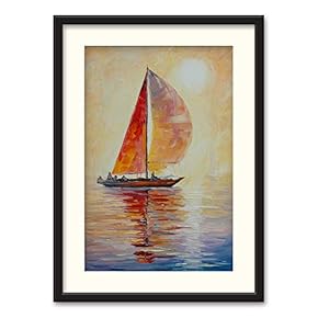 Black Framed Canvas Wall Art Oil Painting Scenery Home Artwork Decoration for Living Room, Bedroom - 23x31 inches