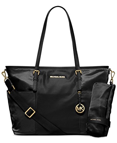 Michael Kors Jet Set Large Nylon Pocket Baby Diaper Bag (Black)