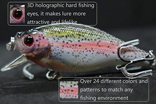 wLure Large Profile 2 1/2 inch Crankbait for Bass Fishing Bass Lure Fishing Lure with Free Tackle Box HC547KB