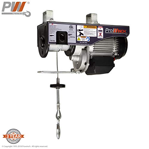 1 Ton Electric Wire Rope Hoist 2,200 lbs. 38 ft. Wireless 110V