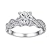 MABELLA 925 Solid Sterling Silver Matching Bridal Set Wedding Engagement Rings Clear Round Cubic Zirconia Eternity Ring for Women