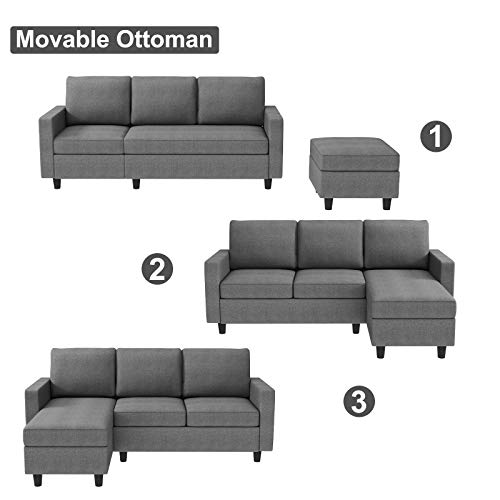 HONBAY Sectional Sofa, Convertible L Shaped Couch with Reversible