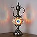 Marrakech Turkish Handmade Mosaic Moroccan Style Glass Table Lamp with E12 LED Bulb (Red Blue)
