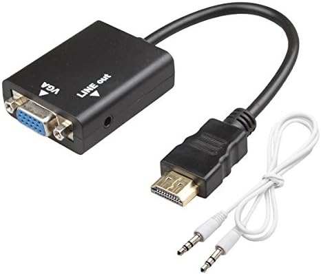 LINESO Gold-Plated HDMI to VGA with Audio Adapter Cable Converter (Male to Female) - Black