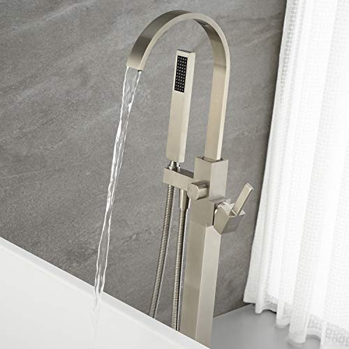 Artiqua Freestanding Bathtub Faucet Tub Filler Brushed Nickel Waterfall