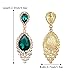 BriLove Wedding Bridal Dangle Earrings for Women Crystal Teardrop Cluster Beads Chandelier Earrings Emerald Color Gold-Toned