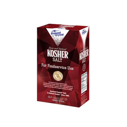 DIAMOND CRYSTAL KOSHER SALT – FULL FLAVOR, NO ADDITIVES – PURE AND NATURAL SINCE 1886 (RESTAURANT PACK) – 3 POUND BOX