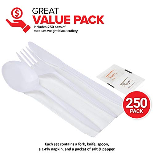 Stock Your Home Plastic Cutlery Packets with Salt & Pepper in White