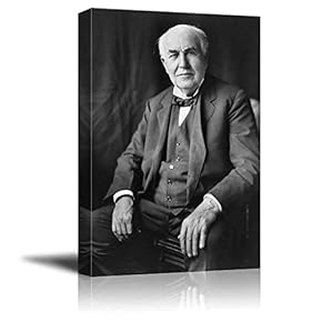 Portrait of Thomas Edison - Inspirational Famous People Series | Giclee Print Canvas Wall Art. Ready to Hang - 12"x18"
