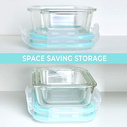 Vallo [20 Piece] Glass Food Storage Containers Set with Snap Lock Lids