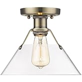 Golden Lighting 3306-FM AB-CLR Orwell - 1 Light Flush Mount 8 Inches Tall and 10 Inches Wide, Finish Color: Aged Brass, Shade