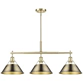 Golden Lighting 3306-LP BCB-AB Orwell - 3 Light Linear Pendant-14.5 Inches Tall and 35.75 Inches Wide, Finish Color: Brushed 