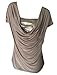 Makkrom Women's Sequin Stitching Cowl Neck T Shirt Tops Two Pieces Grey