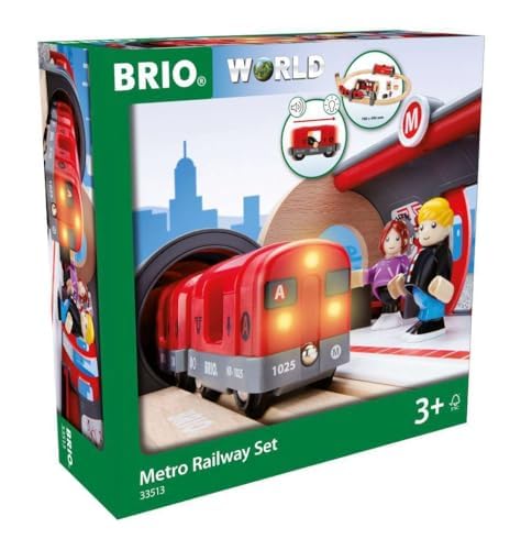 Brio 33513 20 Piece Metro Railway Set with Battery Powered Train and 50 Piece 33772 Special Track Pack Image