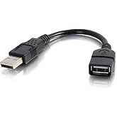 C2G 52119 USB Extension Cable - USB 2.0 A Male to A Female Extension Cable, Black (6 Inches), 0.5 Feet
