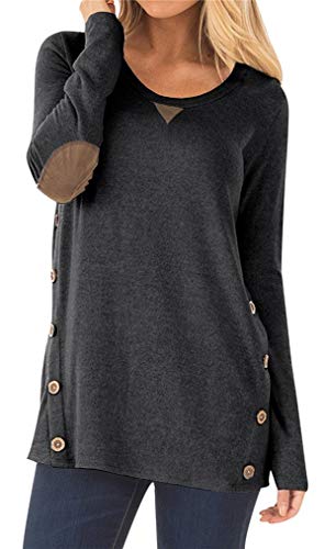HARHAY Women's Long Sleeve Faux Suede Casual Blouse Tunic Shirt Tops Grey XXL