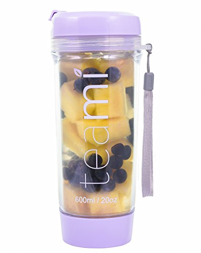 TEA TUMBLER Infuser Water Bottle by Teami - Lavender, 20 Ounce - BPA FREE - Double Walled Mug, Hot or Cold - Our Best Infusion Bottles for Infused Fruit, Smoothies, Tea, even Coffee