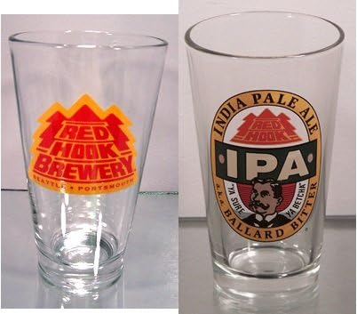 Redhook Brewery Pint Glasses - Four Glasses - Redhook Brewery Portsmouth Seattle and Ballard Bitter India Pale Ale IPA