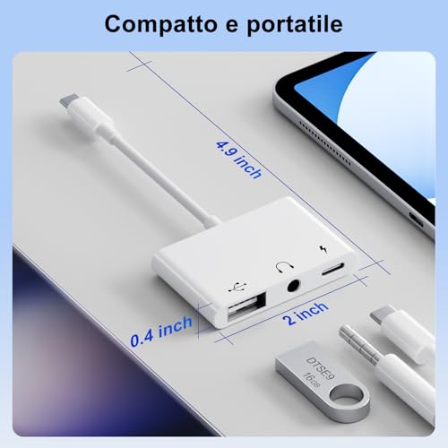 【3 in 1】USB C Jack 3.5mm Adapter with 60W OTG Charger Adapter, Audio Type C to Aux Earphone Splitter for iPhone 17/16/15 Samsung Galaxy S25 Ultra/ A56/ S24 S23 i-Pad Pro Air Pixel