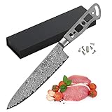 KATSURA Woodworking Project Kit - Gyuto Chef Knife Blank - 8 Inch - Japanese Premium AUS 10, 67 Layers Damascus Steel - Perfect for Woodworkers, Crafters - Includes a Handcrafted Gift box