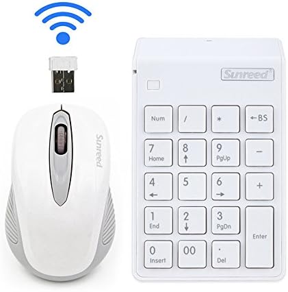 2-in-1 Keyboard Set.Numeric Keypad &amp;Optical Mouse Combos 2.4G Mini USB Numeric Keyboard with Usb receiver for Office Laptop Desktop PC Notebook (white)