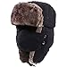 Trapper Hat Winter Hats for Men,Warm Trooper Russian Hat with Ear Flaps, Women Ushanka Bomber Hats with Windproof Mask (Black)