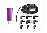 FINsix Dart 65W Smallest Lightweight Portable PC Laptop Charger plus USB devices | Fits in Pocket |Magenta | Integrated 2.1A USB Port for Acer Asus Dell HP Lenovo Samsung Android iPhone iPad