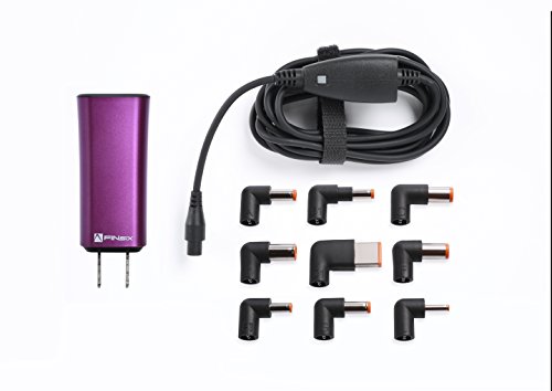 FINsix Dart 65W Smallest Lightweight Portable PC Laptop Charger plus USB devices | Fits in Pocket |Magenta | Integrated 2.1A USB Port for Acer Asus Dell HP Lenovo Samsung Android iPhone iPad