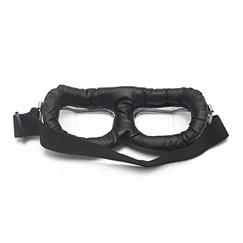 E-Bro Vintage Motorcycle Goggles, Anti-UV Adjustable Motorcycle Glasses Motocross Pilot Scooter Harley Goggles (Clear)