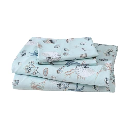 Beatrice Home Fashions Coastal Print Microfiber Sheet Set, Soft, Comfy, 12" Dee…