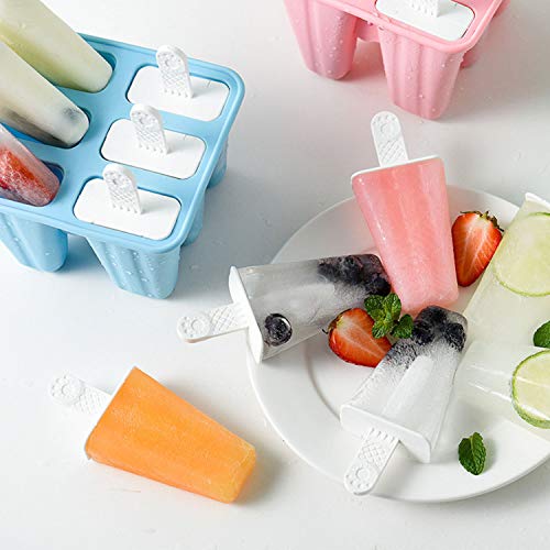 Classic Homemade Ice Pop Molds 6 Easy-release BPA-free Popsicle Molds Shapes Reusable Silicone Frozen Ice Popsicle Maker (Blue) - Thumbnail 5