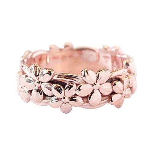 Ikevan Fashionable Wedding Ring Plum Blossom Ring Flower Ring Finger Accessories (Size 5#, Rose Gold)