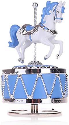 Honeygifts Laxury Carousel Music Box,Happy Pony Design,Blue